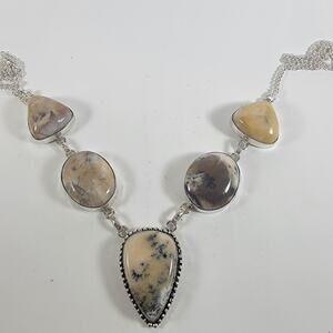 Handmade Picture Jasper Sterling Silver Necklace Natural Stone Artisan Jewelry